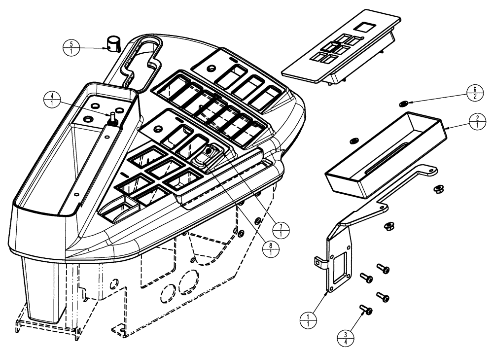 Схема запчастей Case IH TITAN 3520 - (01-056) - CONSOLE TRANSMISSION CONTROL GROUP (10) - CAB