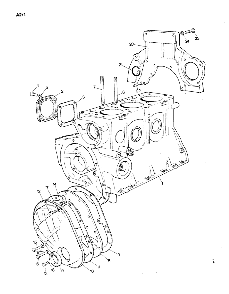 Схема запчастей Case IH 1190 - (A-02) - CYLINDER BLOCK AND COVERS (01) - ENGINE