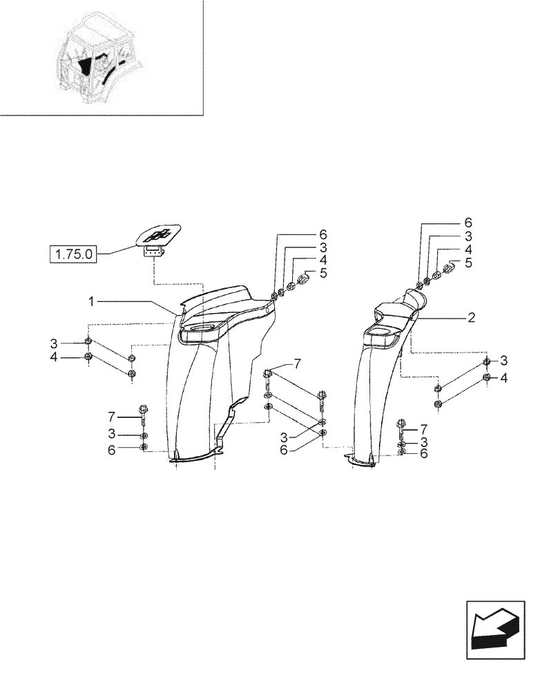 Схема запчастей Case IH JX85 - (1.92.0[60]) - CAB - MUDGUARD COVERINGS (10) - OPERATORS PLATFORM/CAB