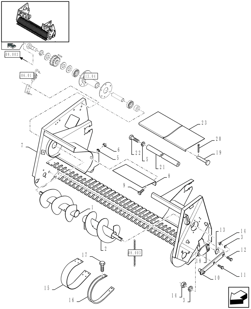 Схема запчастей Case IH LBX332R - (13.06[01]) - PICK-UP, FRAME (13) - FEEDER