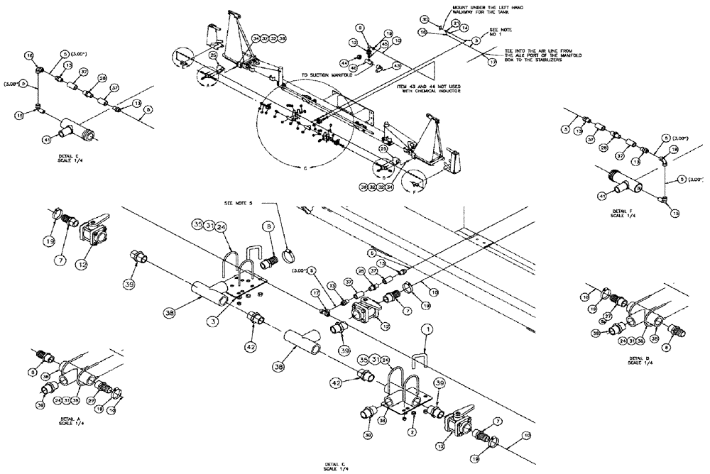 Схема запчастей Case IH 610 - (05-002) - LIQUID RECOVERY 70/60" Liquid Plumbing