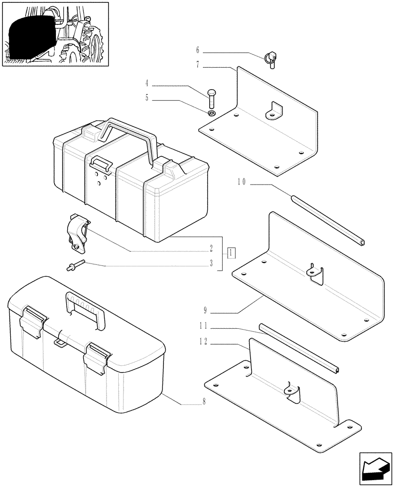 Схема запчастей Case IH PUMA 180 - (1.90.5) - TOOL BOX (10) - OPERATORS PLATFORM/CAB