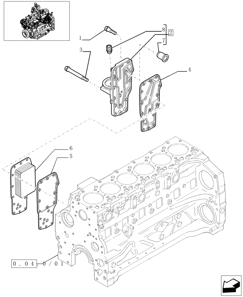 Схема запчастей Case IH MXU130 - (0.31.5/01) - HEAT EXCHANGER ENGINE (01) - ENGINE