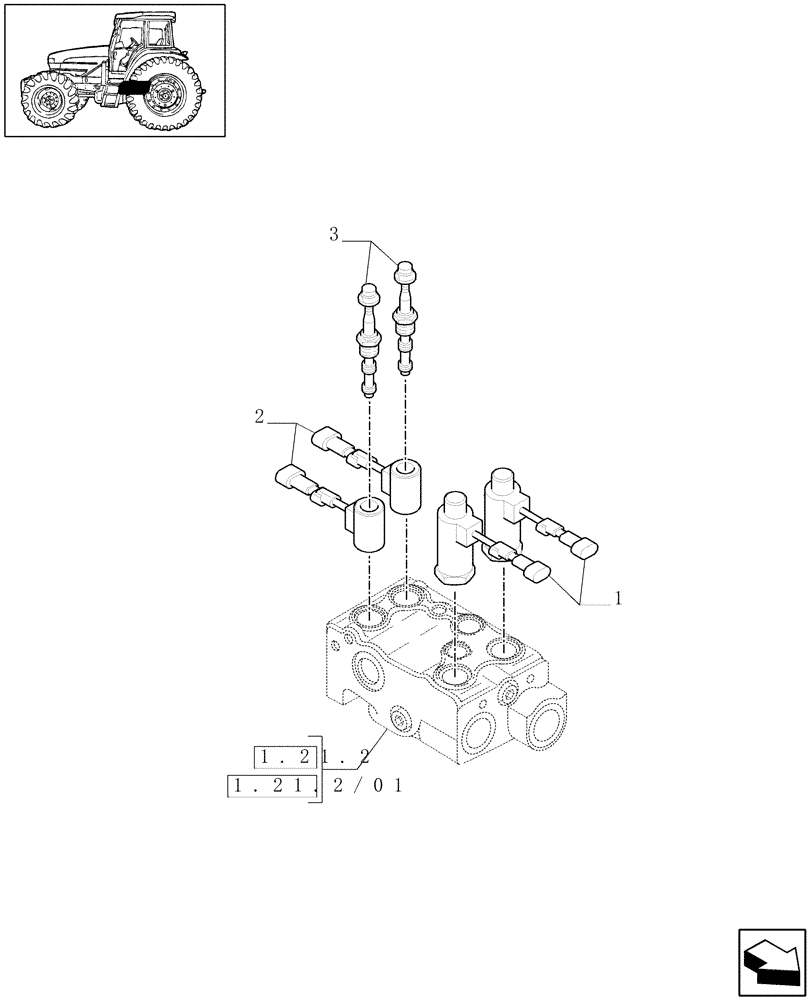 Схема запчастей Case IH MAXXUM 140 - (1.75.0/01) - SUSPENDED FRONT AXLE - SOLENOID VALVES FOR SUSPENSION CONTROL VALVE (VAR.330414-330427-330429-330430) (06) - ELECTRICAL SYSTEMS