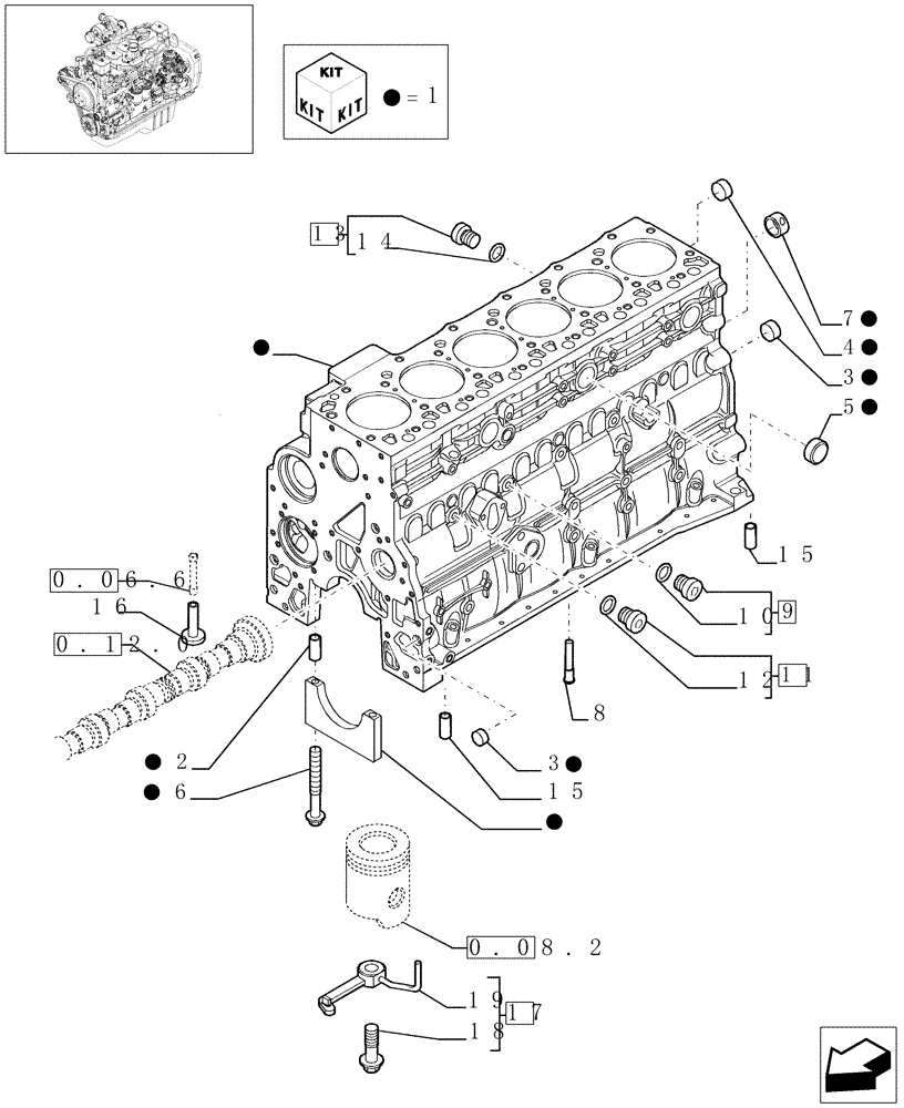 Схема запчастей Case IH F4GE0684C D600 - (0.04.0[01]) - CRANKCASE (504057569) 