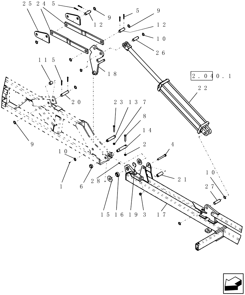 Схема запчастей Case IH ATX400 - (1.260.1) - 12 THREE SECTION OUTER WING (REAR) - 39 MODEL SHOWN (12) - FRAME