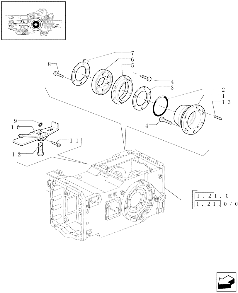 Схема запчастей Case IH MAXXUM 115 - (1.32.0) - TRANSMISSION 12X12 AND 24X24 - DIFFERENTIAL SUPPORT (03) - TRANSMISSION