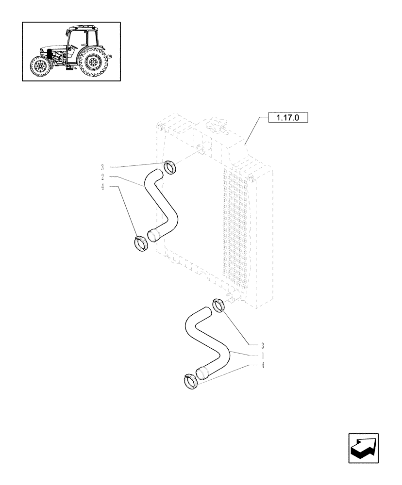 Схема запчастей Case IH JX1095C - (1.17.1) - RADIATOR HOSES (02) - ENGINE EQUIPMENT