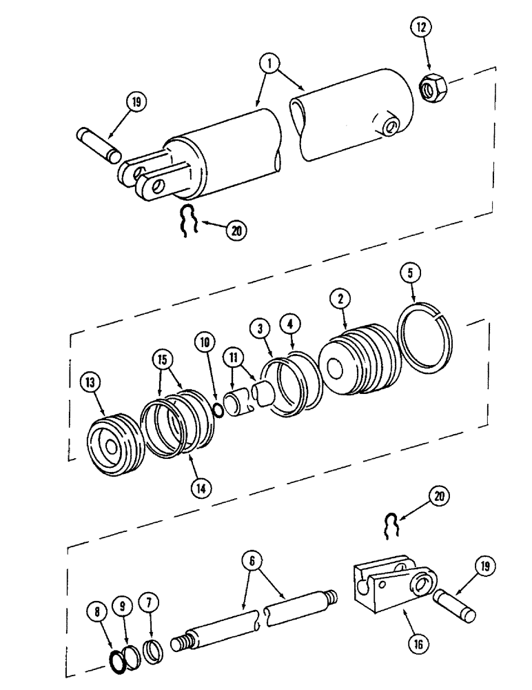 Схема запчастей Case IH 4500 - (8-052) - HYDRAULIC CYLINDER, WITH FRONT AND REAR PORTS, 3 ID X 48 INCH STROKE, PRINCE (08) - HYDRAULICS