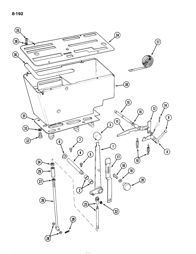 Схема запчастей Case IH 1194 - (8-192) - CONTROL LEVER AND CONSOLE, TRACTORS WITH CAB (08) - HYDRAULICS