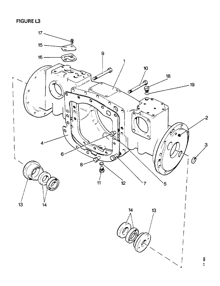 Схема запчастей Case IH 1410 - (L03-1) - CHASSIS, BONNET, FENDERS, SAFETY FRAME AND CAB, REAR AXLE CASE AND COVERS (12) - CHASSIS