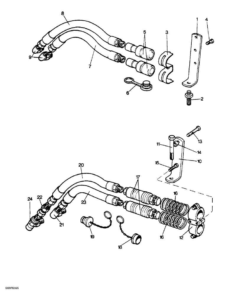 Схема запчастей Case IH 1210 - (8-66) - PIPES AND COUPLINGS, LIVE TAKE-OFF VALVES (08) - HYDRAULICS