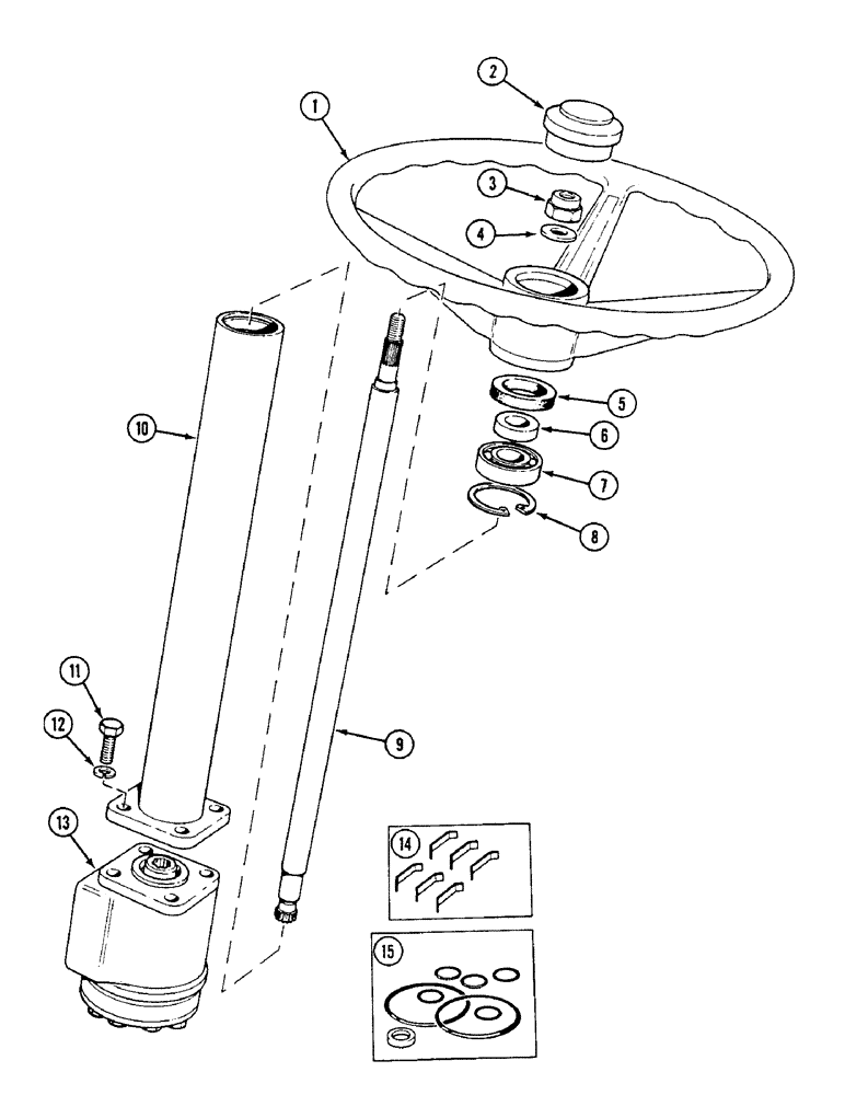 Схема запчастей Case IH 1494 - (5-106) - STEERING COLUMN AND VALVE, TRACTORS WITHOUT CAB (05) - STEERING