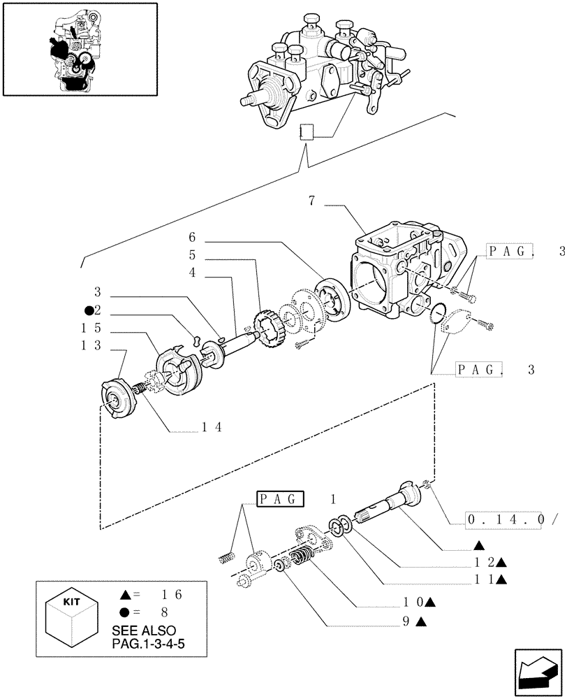 Схема запчастей Case IH JX75 - (0.14.0/01B[02]) - INJECTION PUMP, HOUSING & DRIVE SHAFT (01) - ENGINE