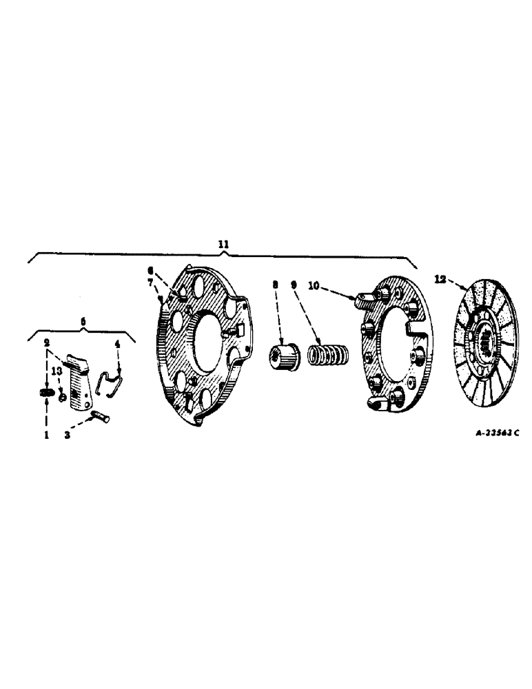 Схема запчастей Case IH 300 - (190) - CHASSIS, CLUTCH, 7 INCH, FOR TRACTORS EQUIPPED WITH TORQUE AMPLIFIER (12) - CHASSIS