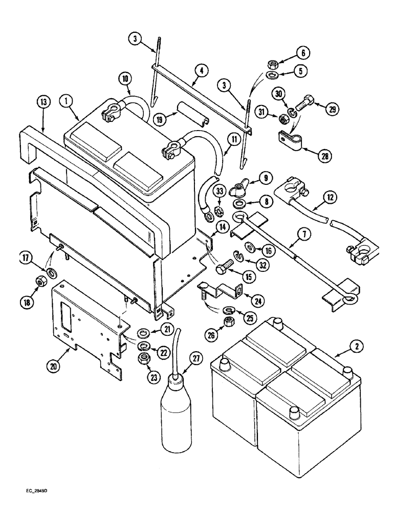 Схема запчастей Case IH 4240 - (4-44) - BATTERY BOX, BATTERY AND CABLES, TRACTOR WITH CAB (04) - ELECTRICAL SYSTEMS