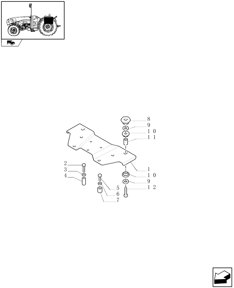 Схема запчастей Case IH FARMALL 105V - (1.92.87/02[01]) - PLATE FOR REAR SUSPENSION - L/CAB (10) - OPERATORS PLATFORM/CAB