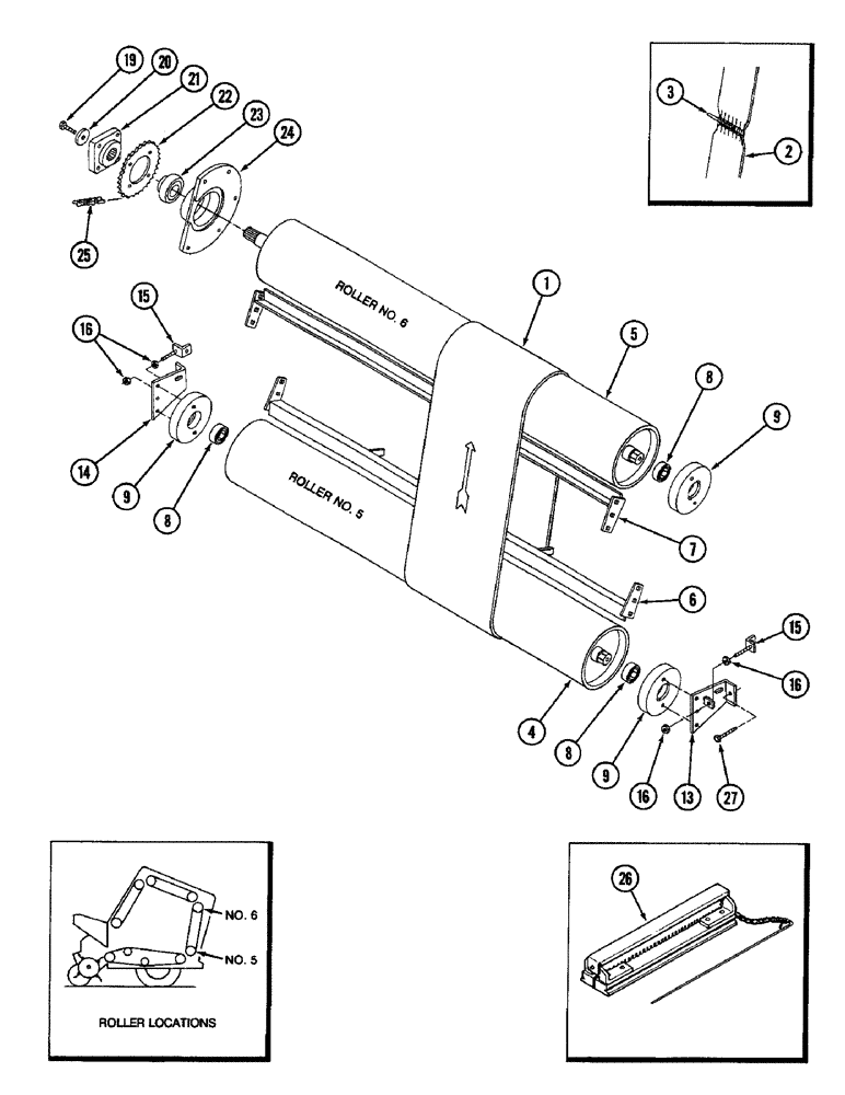 Схема запчастей Case IH 3440 - (44) - BELTS AND ROLLER ASSEMBLIES 5 AND 6 