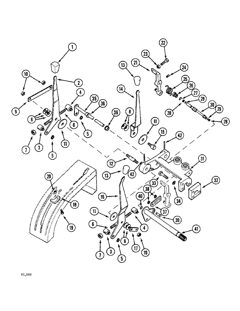 Схема запчастей Case IH 4240 - (8-56) - DRAFT CONTROL, EXTERNAL LEVERS AND LINKAGE, WITHOUT CAB (08) - HYDRAULICS