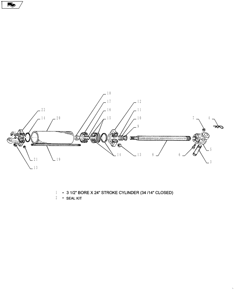 Схема запчастей Case IH TURBO-TIGER - (35.100.04) - HYDRAULIC CYLINDER ASSEMBLY (3 -1/2" X 24" CYLINDER) (35) - HYDRAULIC SYSTEMS