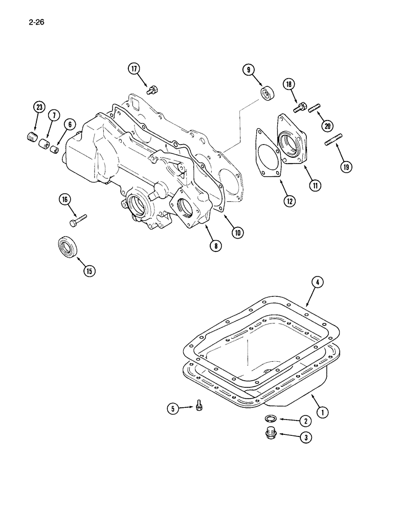 Схема запчастей Case IH 265 - (2-26) - OIL PAN AND FRONT GEAR COVER (02) - ENGINE