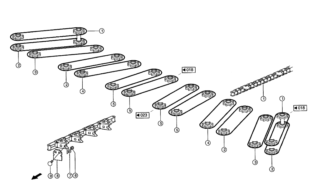 Схема запчастей Case IH 683 - (0027) - GATHERING CHAINS (58) - ATTACHMENTS/HEADERS