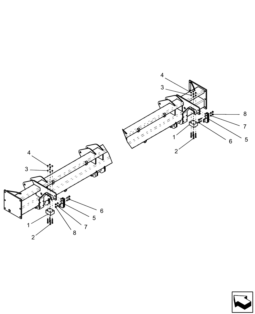 Схема запчастей Case IH 1250 - (39.105.01) - FRAME - WING LEVELING BLOCKS - 24 ROW (39) - FRAMES AND BALLASTING