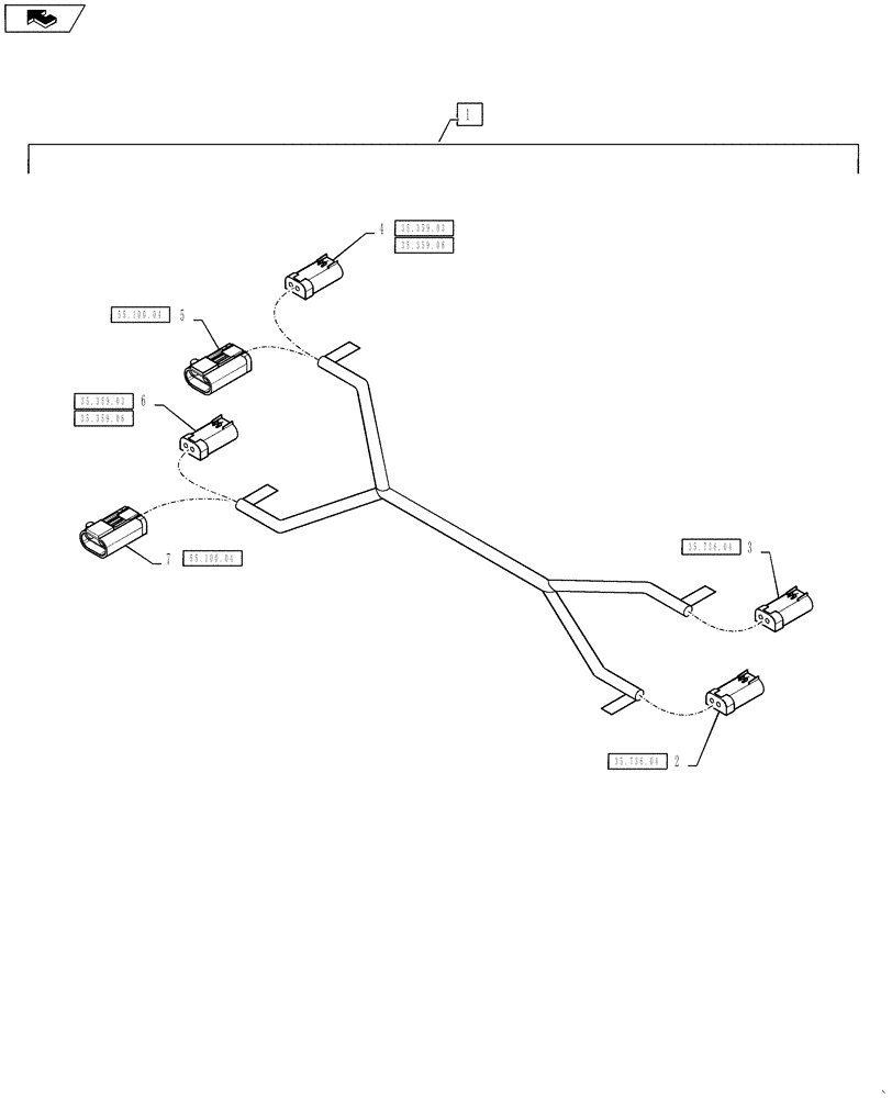 Схема запчастей Case IH 610 - (55.100.07) - STABILIZER RELEASE HARNESS (55) - ELECTRICAL SYSTEMS