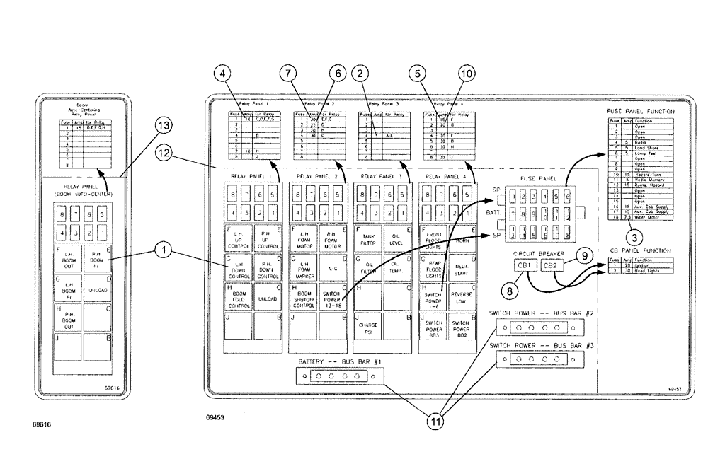 Схема запчастей Case IH SPX3200 - (12-012) - FUSE AND RELAY PANEL (55) - ELECTRICAL SYSTEMS