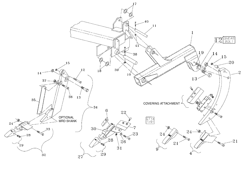 Схема запчастей Case IH 530C - (75.200.06) - SHEAR BOLT ASSEMBLY 2007 AND AFTER UNITS (09) - CHASSIS/ATTACHMENTS