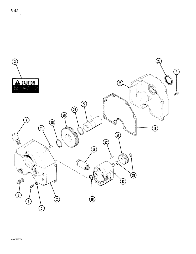 Схема запчастей Case IH 950 - (8-42) - BLOWER HYDRAULIC PUMP, 54O RPM PTO, 6 AND 8 ROW (08) - HYDRAULICS