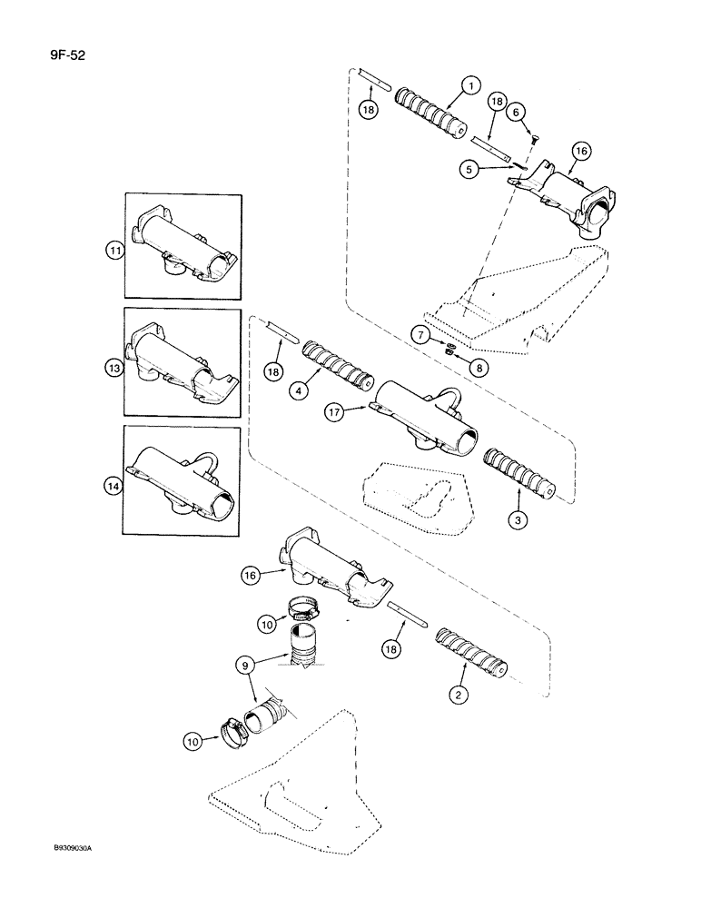 Схема запчастей Case IH 950 - (9F-52) - DRY FERTILIZER HOPPER AUGERS, ALL RIGID (09) - CHASSIS/ATTACHMENTS