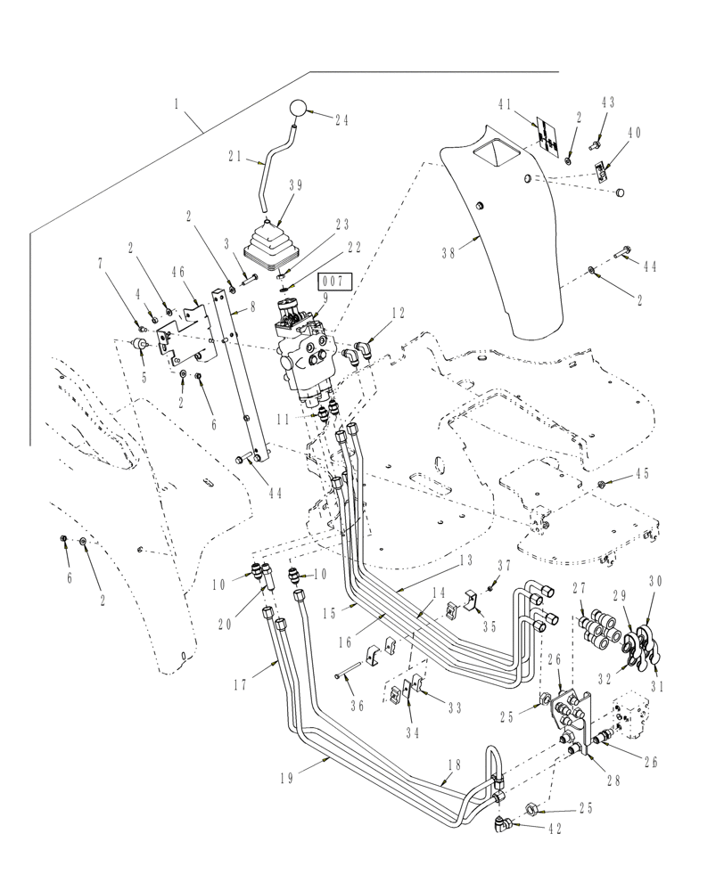 Схема запчастей Case IH L340 - (006) - MID-MOUNT HYDRAULIC CONTROL VALVE KIT 