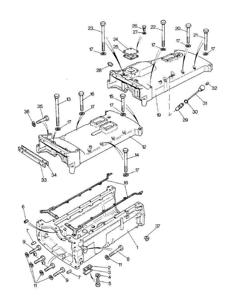 Схема запчастей Case IH 1690 - (M02-1) - REAR MAIN FRAME AND GEARBOX COVER, MFD MODEL, POWER SHIFT, SYNCHROMESH (12) - FRAME