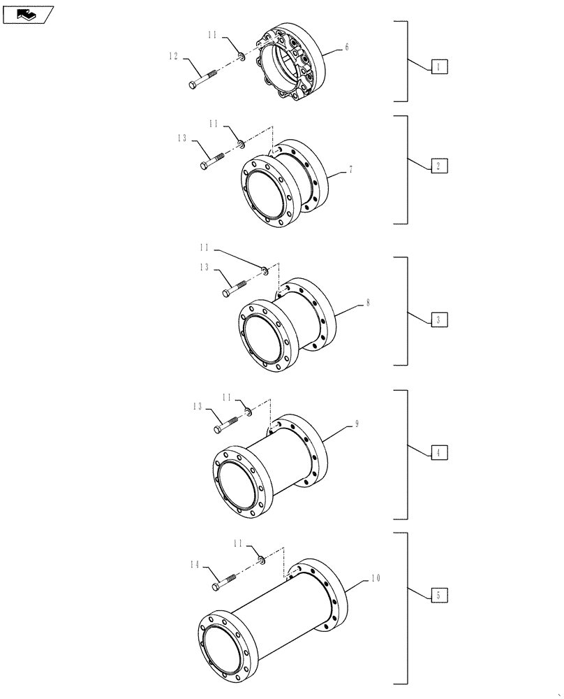 Схема запчастей Case IH STEIGER 600 - (44.100.33) - WHEEL SPACERS - 115MM AXLE, 10-BOLT HUB - 450 & 500 SERIES AXLE (44) - WHEELS