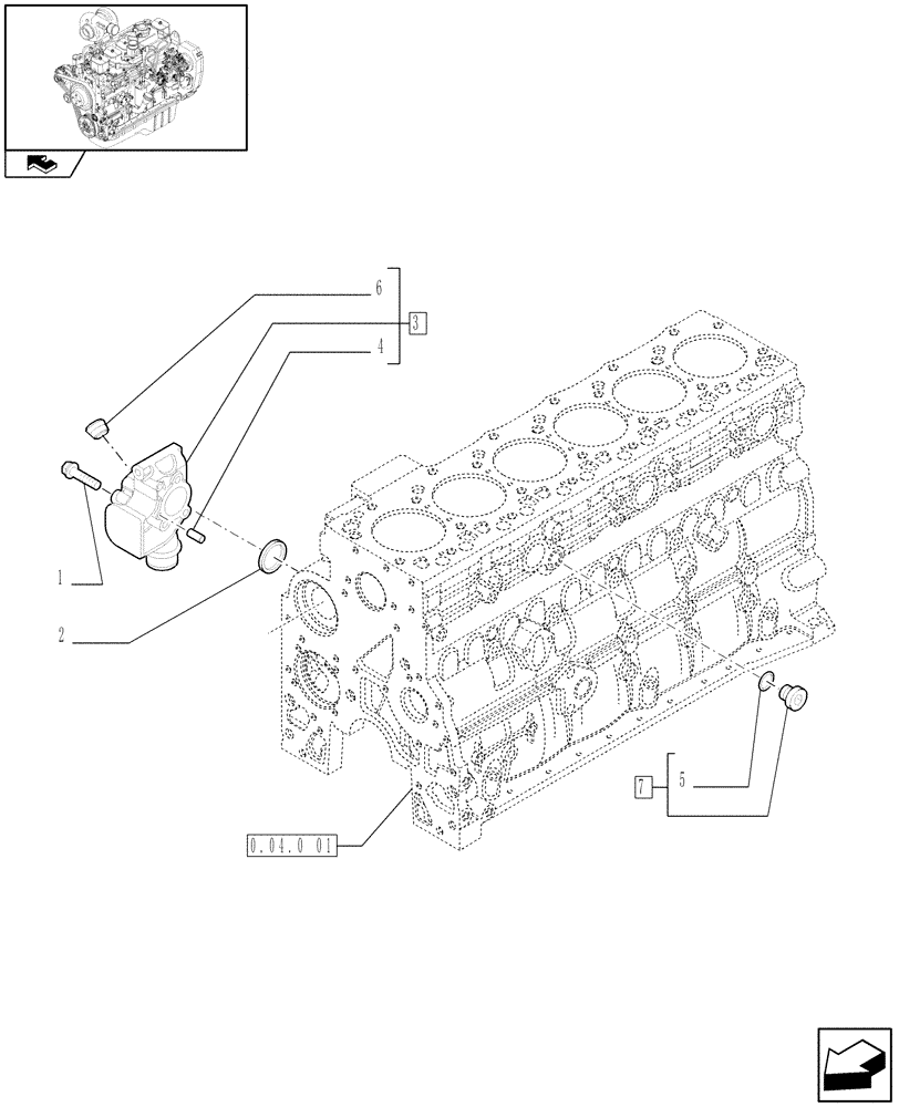 Схема запчастей Case IH F4GE9684C J601 - (0.32.3) - PIPING - ENGINE COOLING SYSTEM (2853129 - 2852149) 