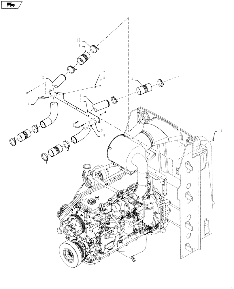 Схема запчастей Case IH 4420 - (03-036) - TUBES GROUP,AIR INTAKE (01) - ENGINE