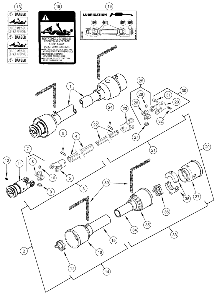 Схема запчастей Case IH 1020 - (09B-20[01]) - KNIFE DRIVE SHAFT - BONDIOLI AND PAVESI - 22.5, 25.0 AND 30.0 FOOT HEADERS BEFORE 08/2008 (09) - CHASSIS/ATTACHMENTS