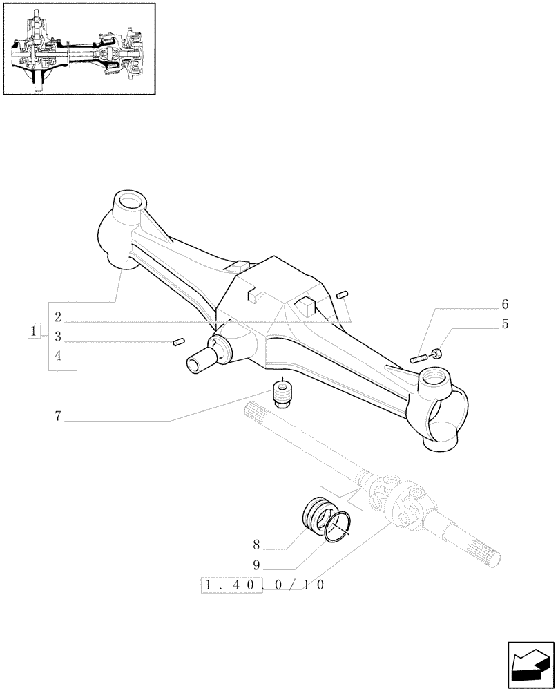 Схема запчастей Case IH MXU110 - (1.40.0/01[01]) - 4WD FRONT AXLE - BOX (04) - FRONT AXLE & STEERING