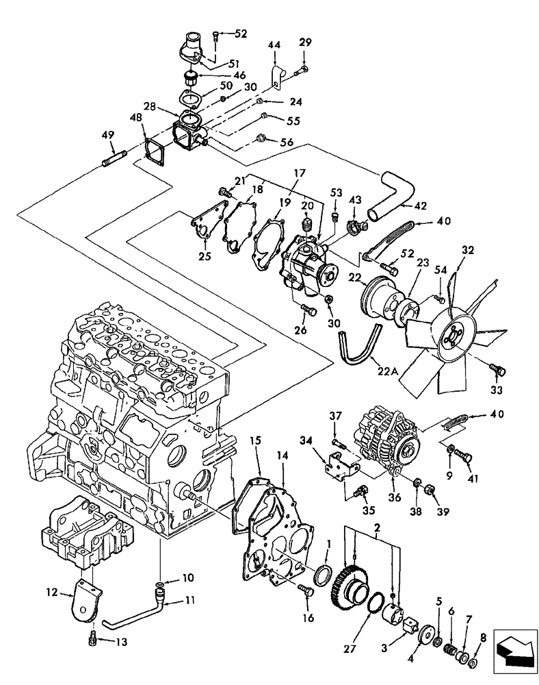 Схема запчастей Case IH FARMALL 50 - (01.08) - OIL PUMP, WATER PUMP & FAN (01) - ENGINE