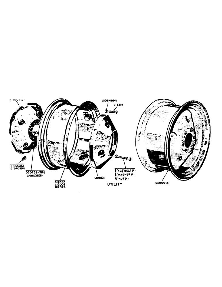 Схема запчастей Case IH 400B-SERIES - (119A) - REAR WHEELS AND RIMS, UTILITY TRACTORS BEFORE NO. 6128060 (06) - POWER TRAIN