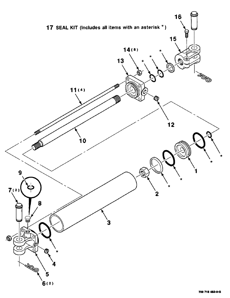 Схема запчастей Case IH SC412 - (8-18) - HYDRAULIC CYLINDER ASSEMBLY, (700718463 HYDRAULIC CYLINDER COMPLETE- 3" BORE BY 16" STROKE) (08) - HYDRAULICS