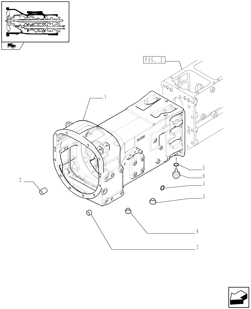 Схема запчастей Case IH FARMALL 105U - (1.21.0/03[01]) - 20X20 POWER SHUTTLE TRANSMISSION WITH CREEPER - TRACTOR BODY (VAR.330299-331299-332299-33329) (03) - TRANSMISSION