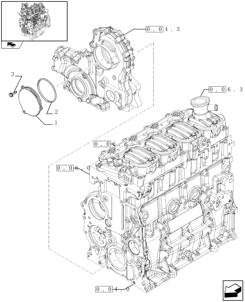 Схема запчастей Case IH FARMALL 65C - (0.04.5) - ENGINE BREATHERS (01) - ENGINE