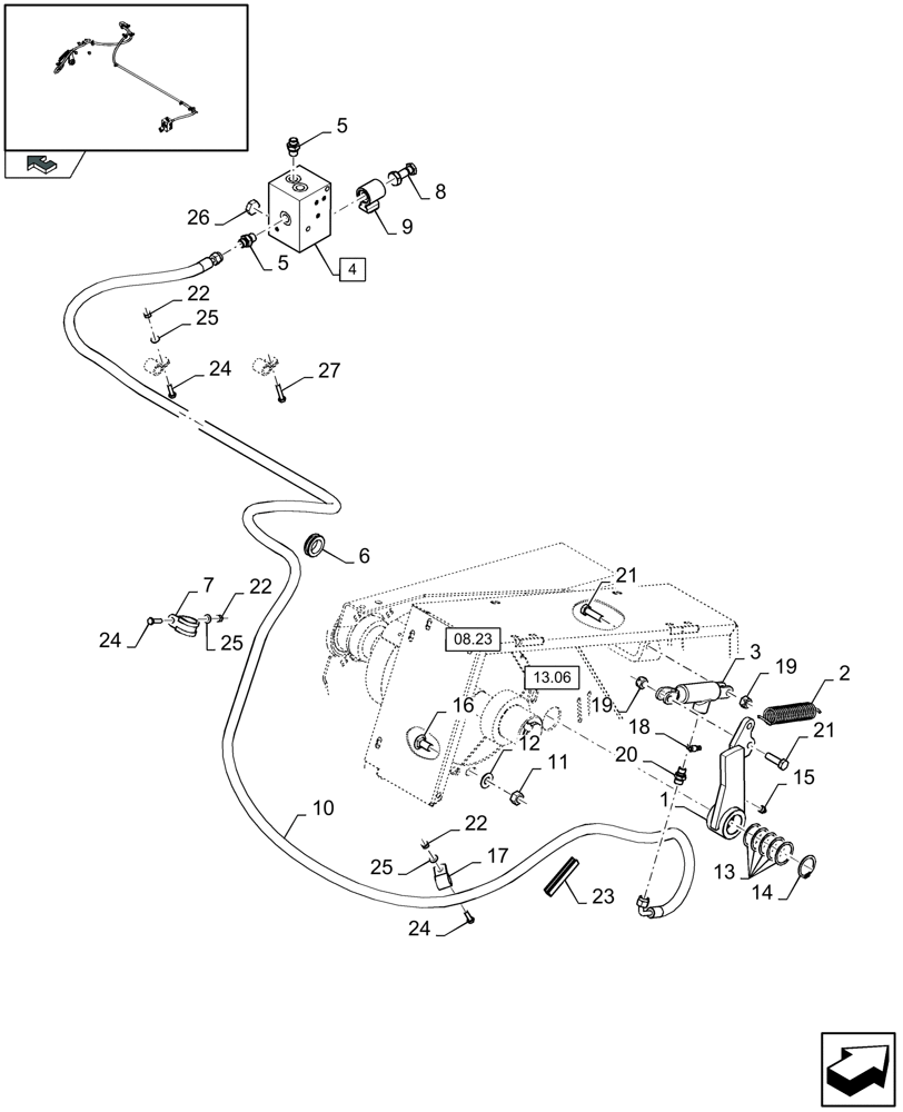 Схема запчастей Case IH LB433R - (07.14[01]) - PICK-UP STOP (07) - HYDRAULIC SYSTEM