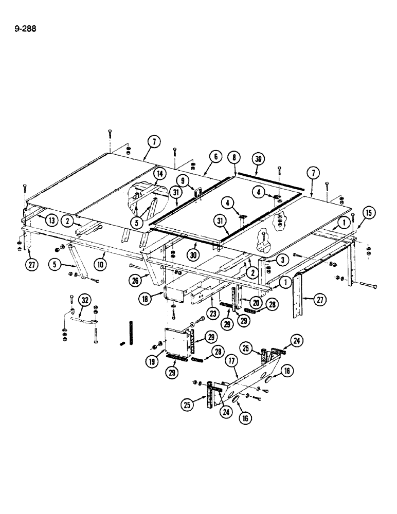 Схема запчастей Case IH 1822 - (9-288) - ENGINE AND RADIATOR SHIELDS (12) - CHASSIS