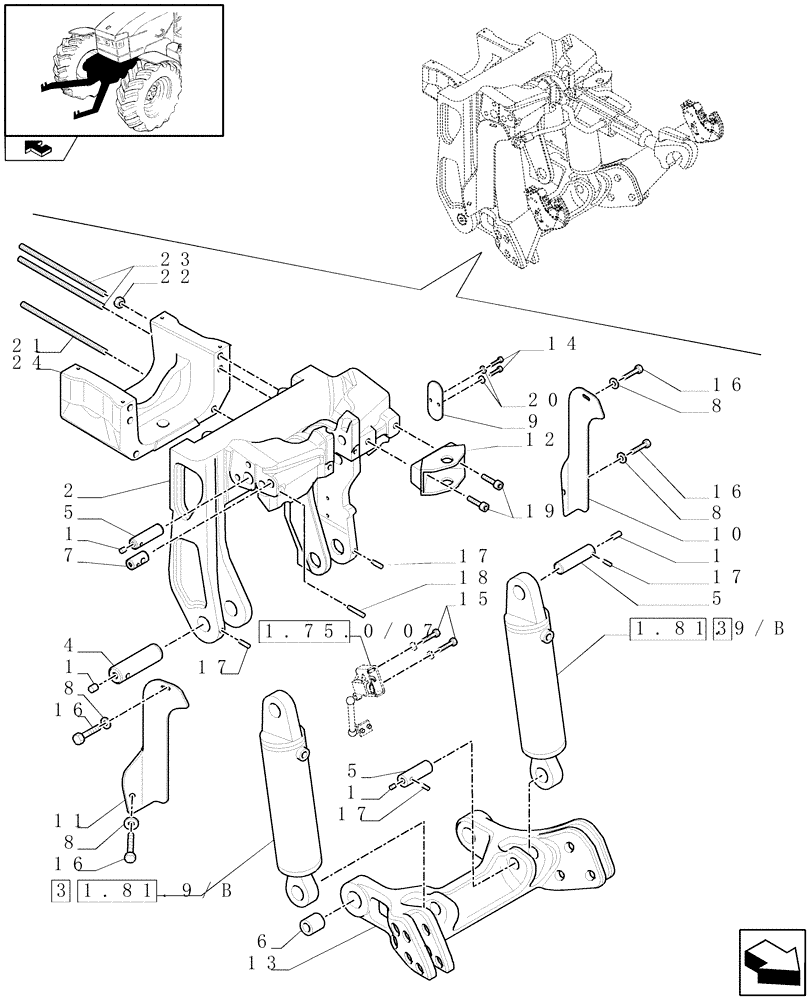 Схема запчастей Case IH PUMA 195 - (1.81.9/03[01]) - (VAR.090) FRONT HPL FOR MID MOUNT REMOTES LESS PTO, WITH AUX. COUPLERS - LIFTER - C6726 (07) - HYDRAULIC SYSTEM