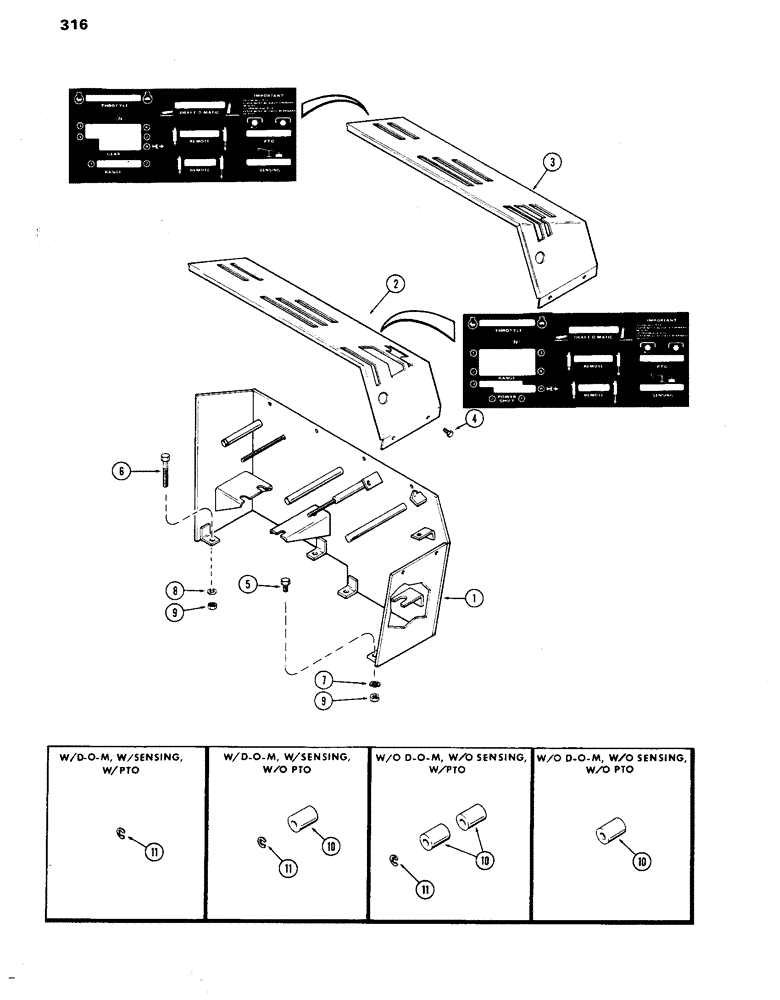 Схема запчастей Case IH 770 - (316) - CONTROL CONSOLE, USED PRIOR TO TRACTOR S/N 8693001 (09) - CHASSIS/ATTACHMENTS