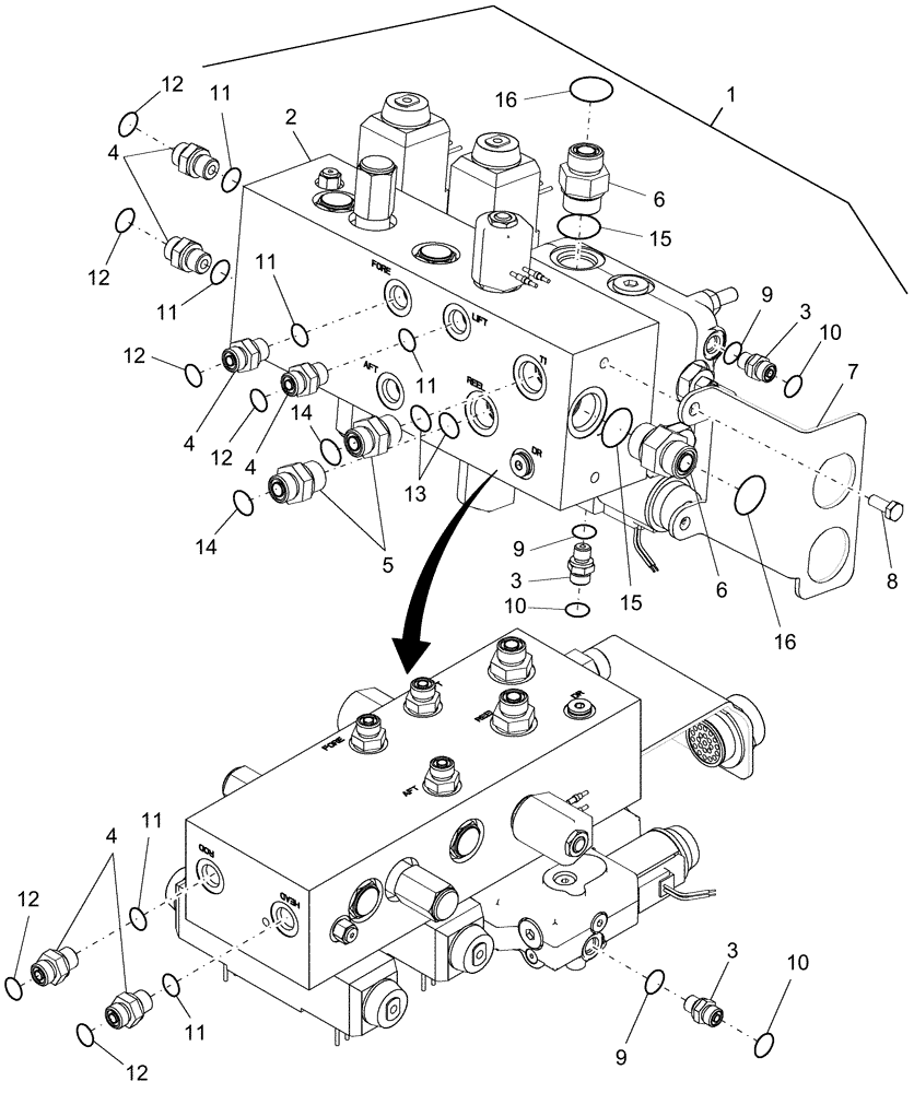 Схема запчастей Case IH AFX8010 - (A.10.A.18[3]) - VALVE, FEEDER STACK - WITH LATERAL TILT A - Distribution Systems