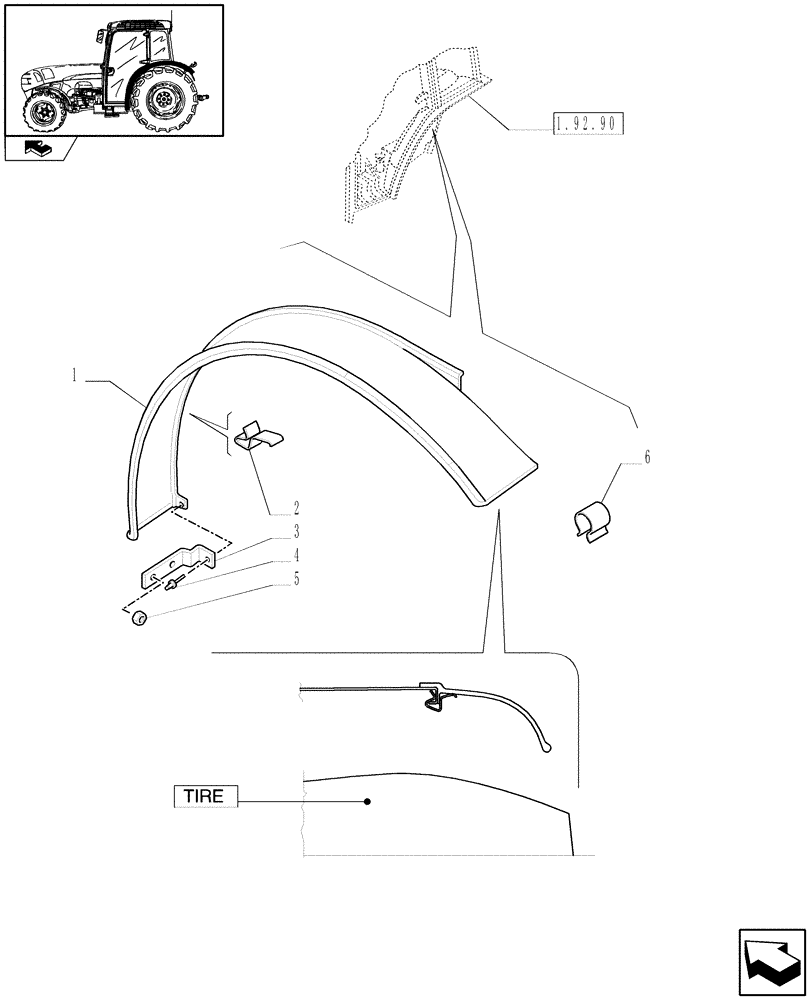 Схема запчастей Case IH FARMALL 105N - (1.92.87/12) - REAR MUDGUARDS IN HIGH POSITION WITH FLAT TYPE EXTENSIONS - EXTENSIONS - W/CAB (VAR.335870) (10) - OPERATORS PLATFORM/CAB